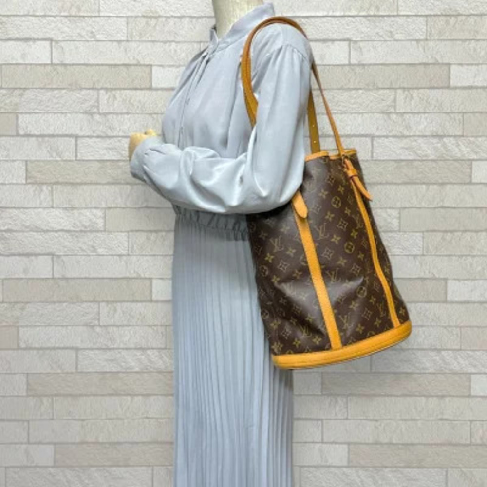 Louis Vuitton Bag Brown Canvas Shoulder Monogram Bucket